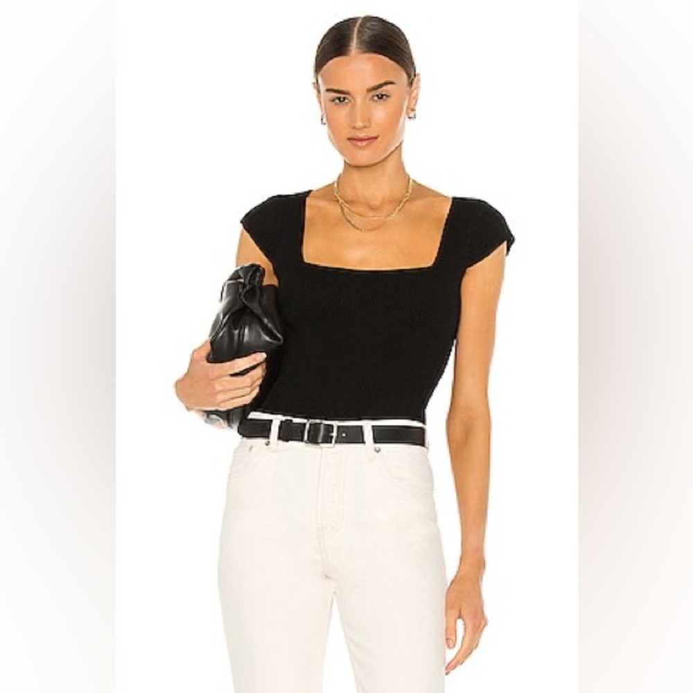 Helmut Lang Black Elegant Contour Ribbed Knit Top